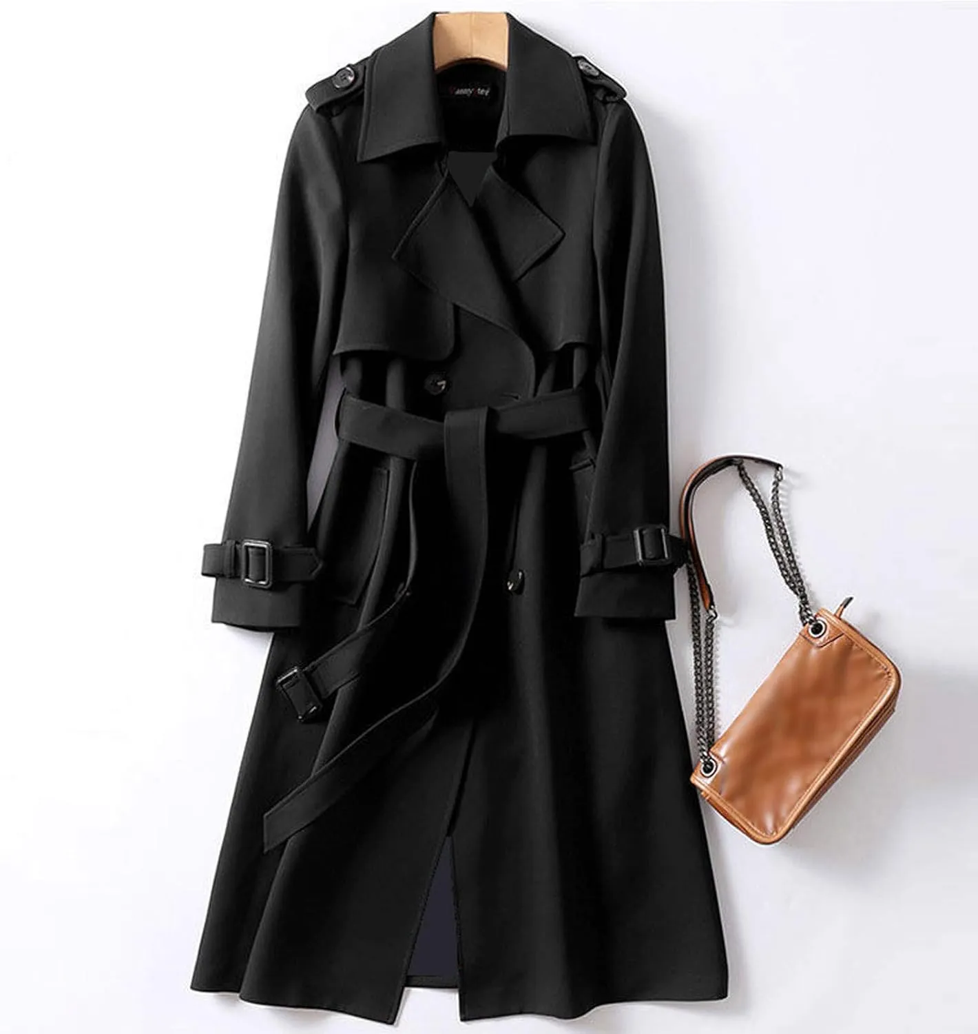 Women's Outerwear Solid Trench Windbreaker Slim Long Fit Coat Overcoat Coat Flexible Boho Outerwear Causal Oversized