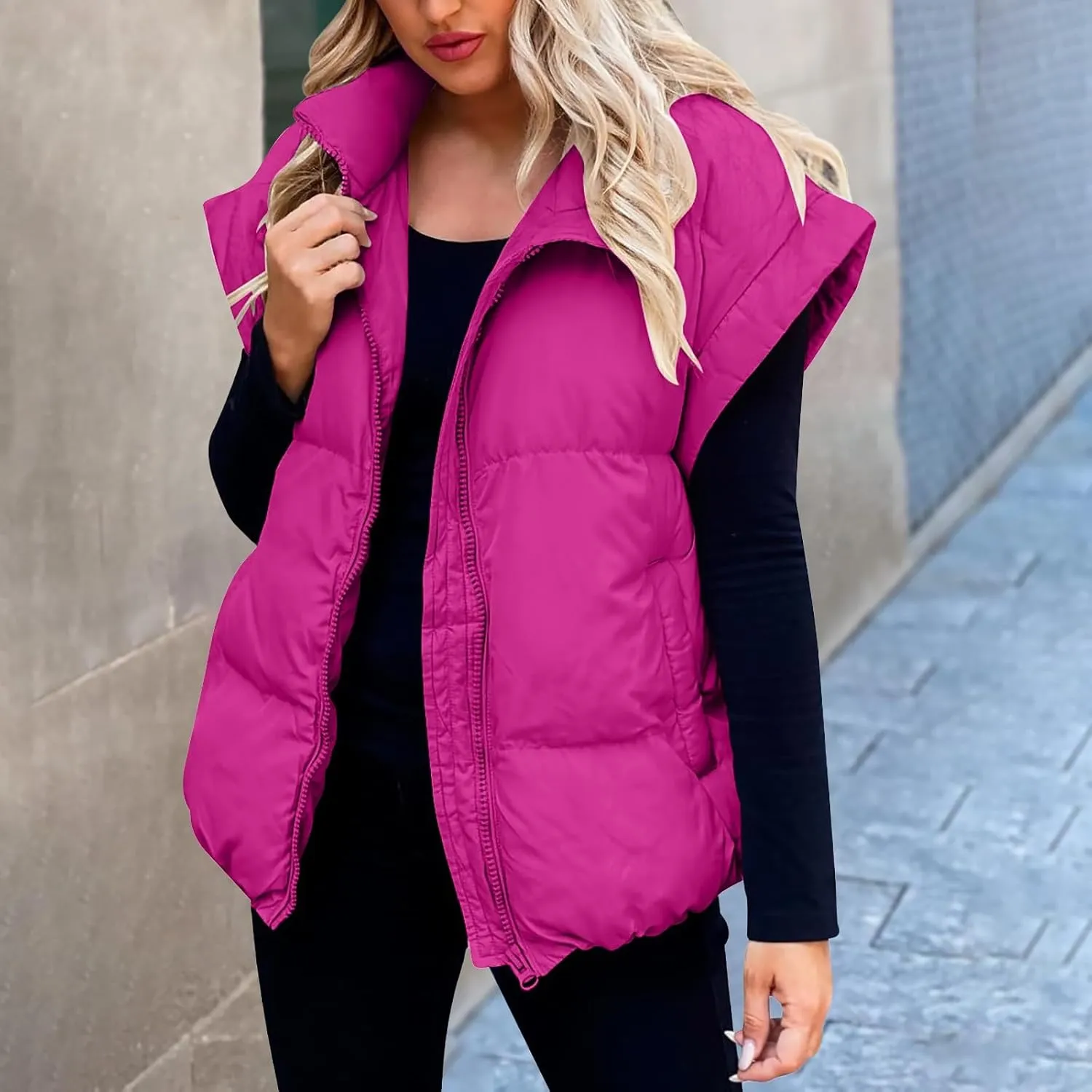 Womens Puffer Vest One Morality Warm V Neck Thin Down Vest Inside Hooded Puffer Vest Women'S Outerwear Vests Zip Up