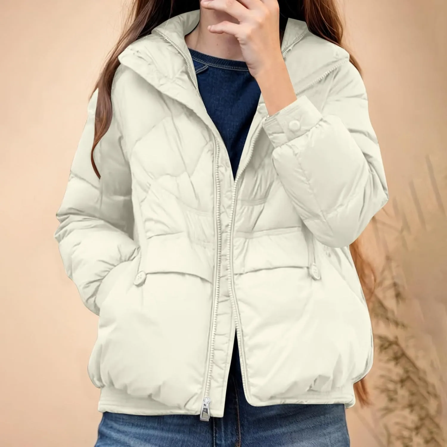 Women's Quilted Lightweight Jackets Fashion Solid Puffer Jackets Coats Winter Warm Down Jackets Puffy Bubble Outerwear