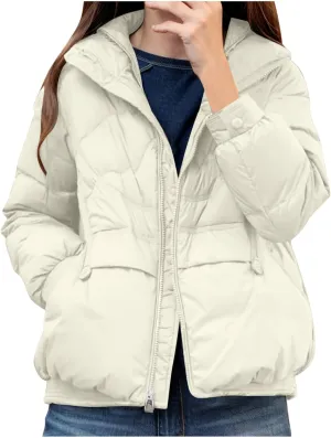 Women's Quilted Lightweight Jackets Fashion Solid Puffer Jackets Coats Winter Warm Down Jackets Puffy Bubble Outerwear