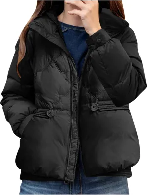 Women's Quilted Lightweight Jackets Fashion Solid Puffer Jackets Coats Winter Warm Down Jackets Puffy Bubble Outerwear