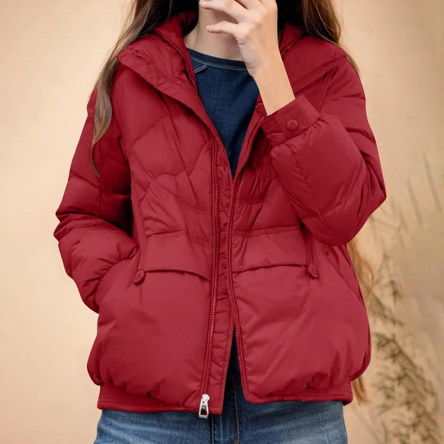 Women's Quilted Lightweight Jackets Fashion Solid Puffer Jackets Coats Winter Warm Down Jackets Puffy Bubble Outerwear
