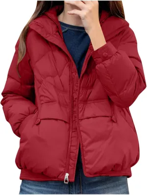 Women's Quilted Lightweight Jackets Fashion Solid Puffer Jackets Coats Winter Warm Down Jackets Puffy Bubble Outerwear