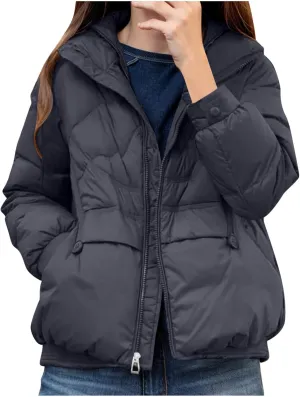Women's Quilted Lightweight Jackets Fashion Solid Puffer Jackets Coats Winter Warm Down Jackets Puffy Bubble Outerwear