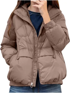 Women's Quilted Lightweight Jackets Fashion Solid Puffer Jackets Coats Winter Warm Down Jackets Puffy Bubble Outerwear