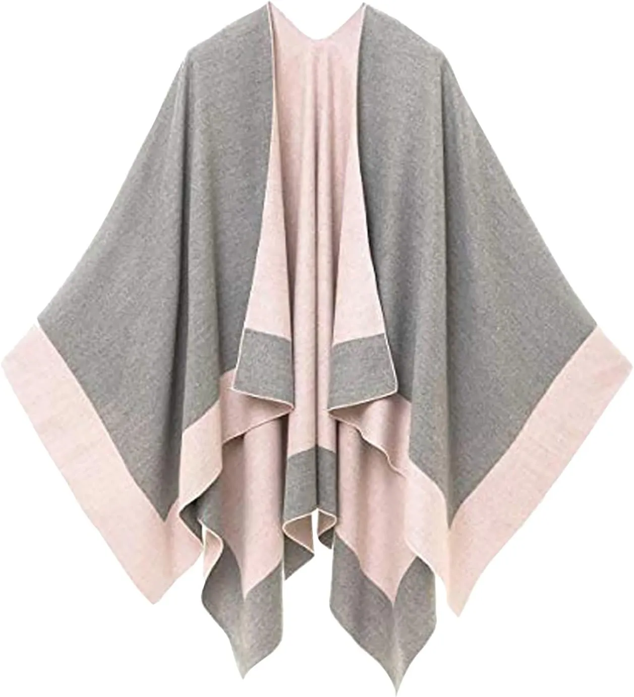 Women's Shawl Wrap Poncho Elegant Color Block Fall Cape Cardigan Sweater Winter Open Front Windproof Shawl Scarf