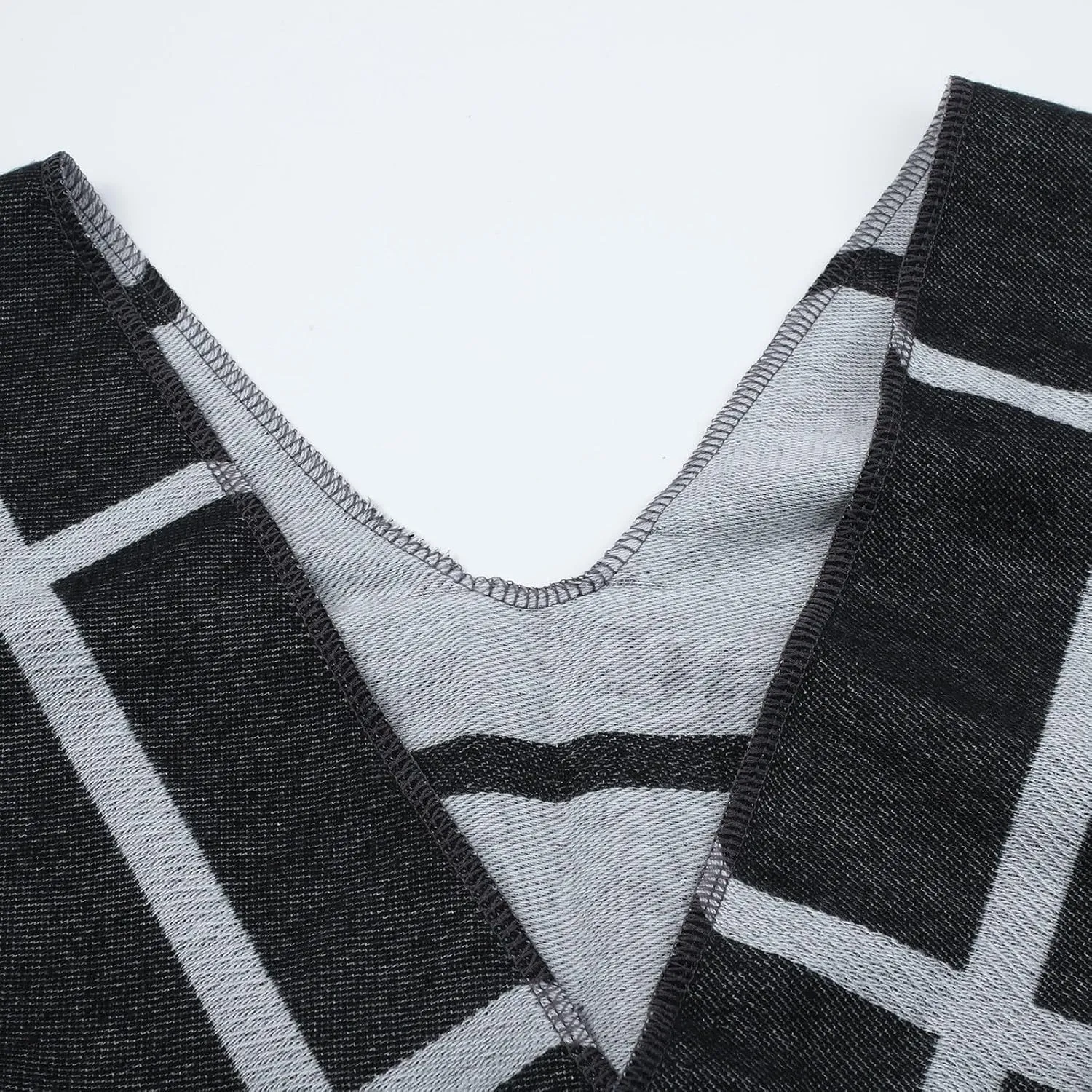 Women's Shawl Wrap Poncho Large Cross Front Open Front Cardigan Shawls Plaid Wool Elegant Shawls Cape for Fall Winter