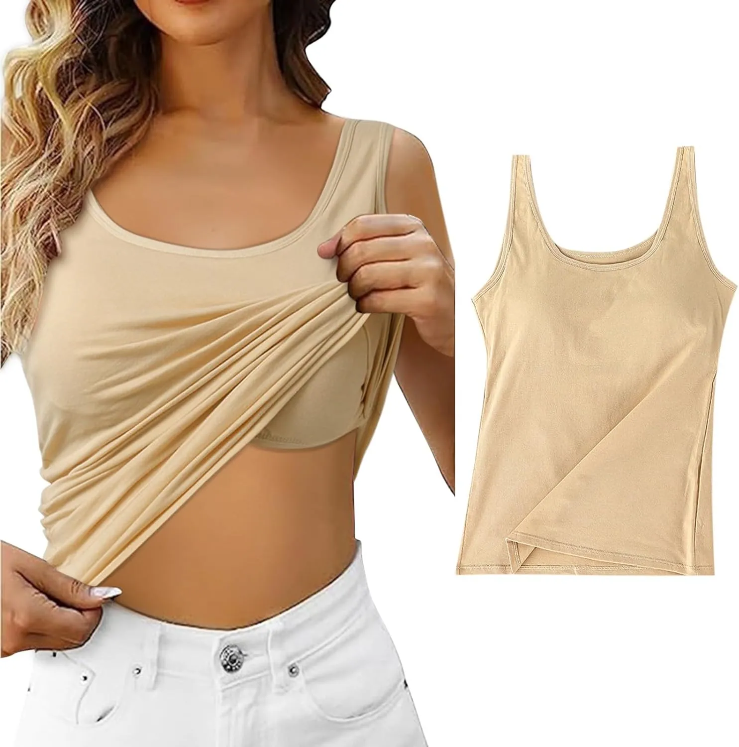Women's Shelf Bra Tank Top Adjustable Strap Seamless Camisoles Yoga Shirts Cotton Undershirt