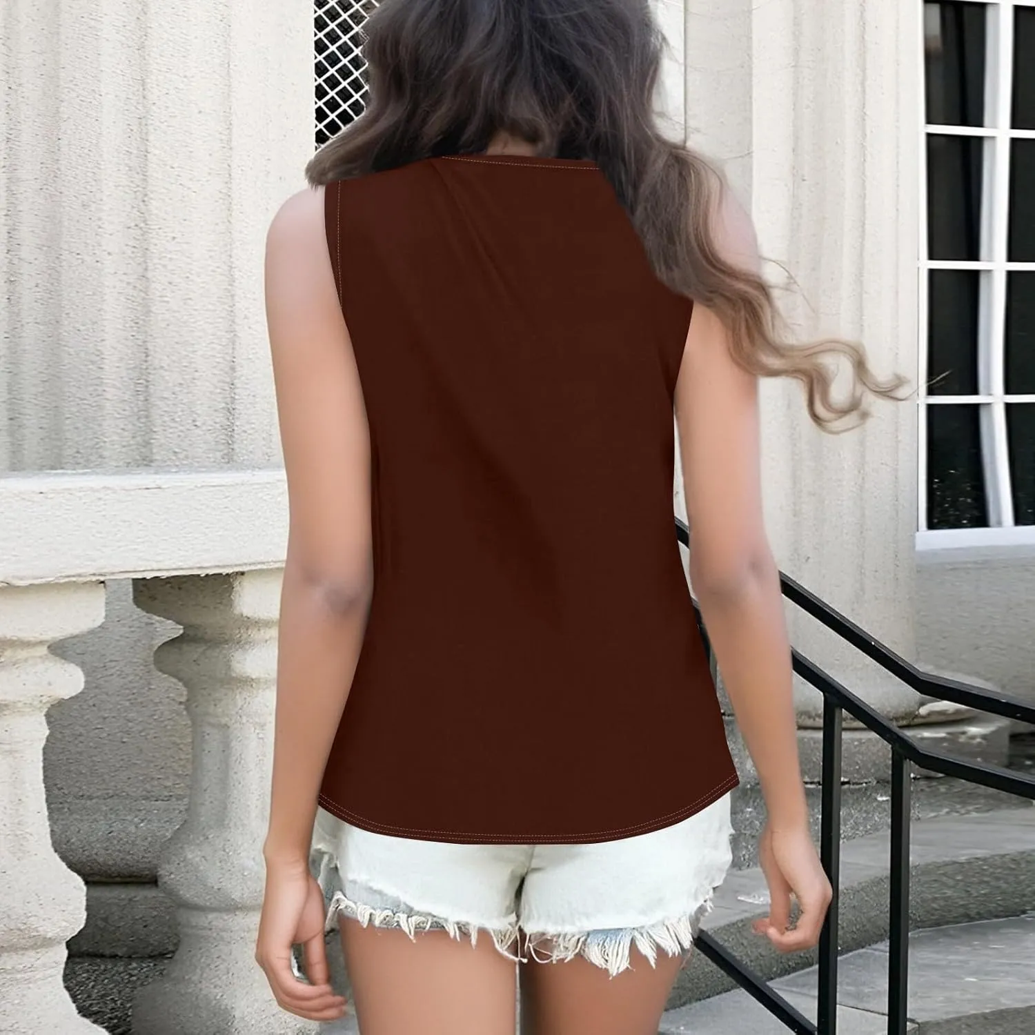 Women's Sleeveless V-Neck Button Down Casual Blouse Shirt Lightweight Summer Tops for Everyday Wear