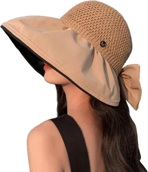 Women's Solid Colors Bucket Hat Wide Brim Mesh Breathable Sun Hats Beach Vacation Travel Visor Hat