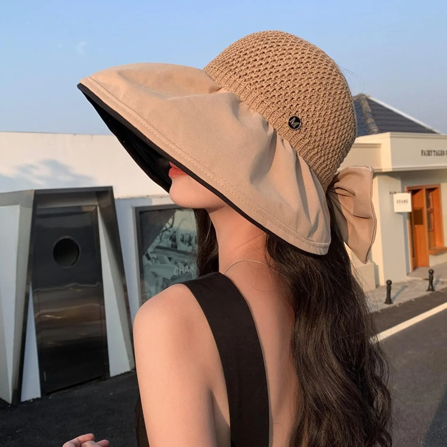 Women's Solid Colors Bucket Hat Wide Brim Mesh Breathable Sun Hats Beach Vacation Travel Visor Hat