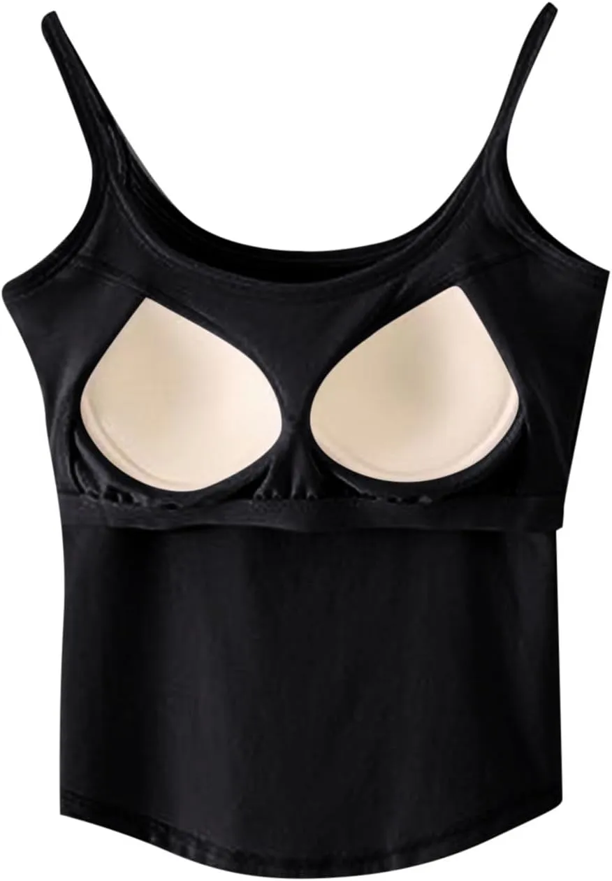 Womens Spaghetti Strap Tank Tops U Neck Pure Soft Smooth Comfort Tanks Trending Fashion Summer Comfy Shirts