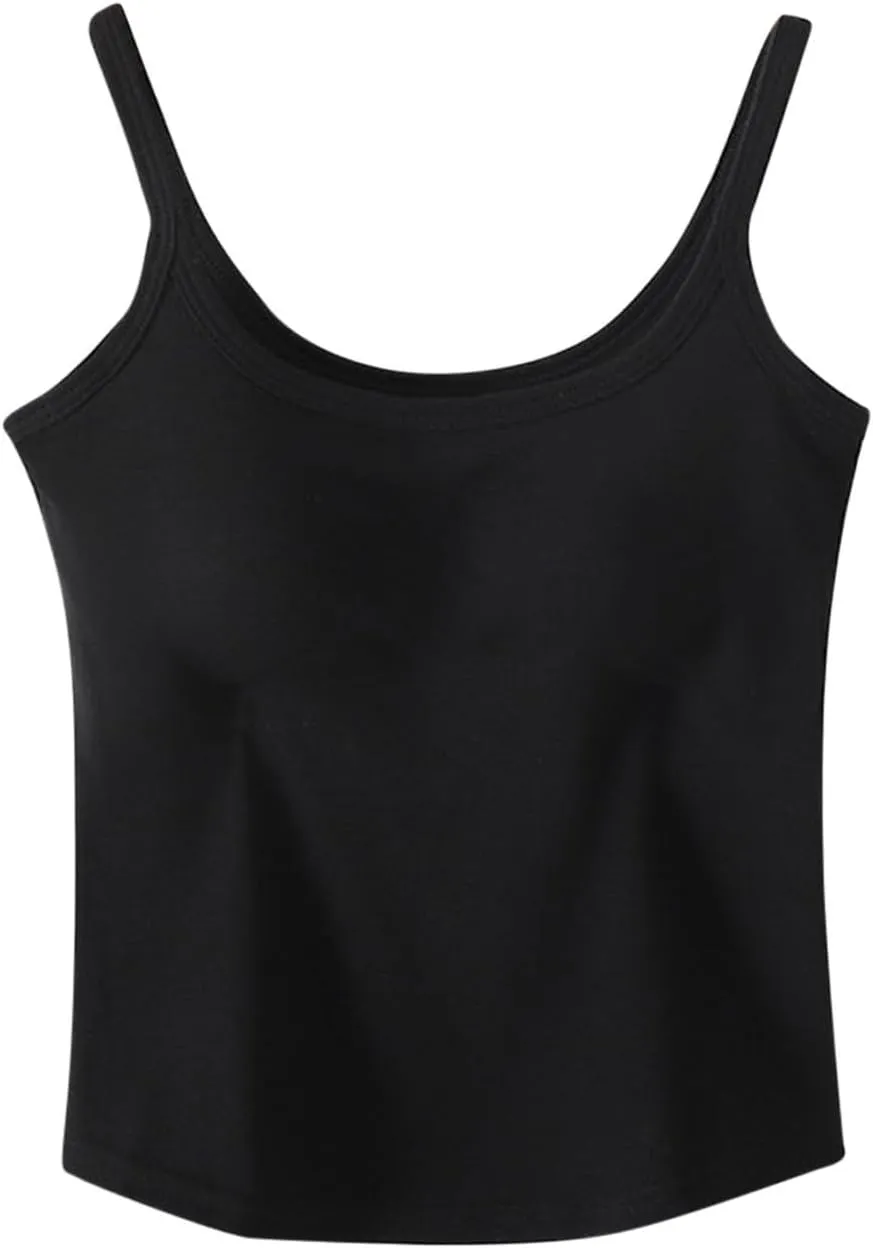 Womens Spaghetti Strap Tank Tops U Neck Pure Soft Smooth Comfort Tanks Trending Fashion Summer Comfy Shirts