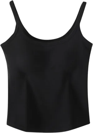 Womens Spaghetti Strap Tank Tops U Neck Pure Soft Smooth Comfort Tanks Trending Fashion Summer Comfy Shirts