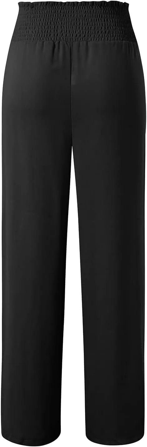 Women's Straight Leg Pants Winter Baggy Travel Slacks with Pockets Barrel Pants Elastic Waist