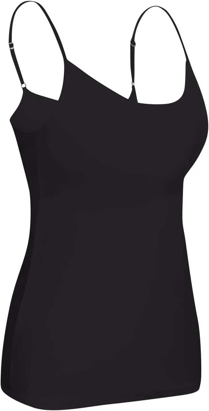 Women's Summer Shelf Bra Camisole Tops Adjustable Spaghetti Strap Cami Tank Cotton Undershirts