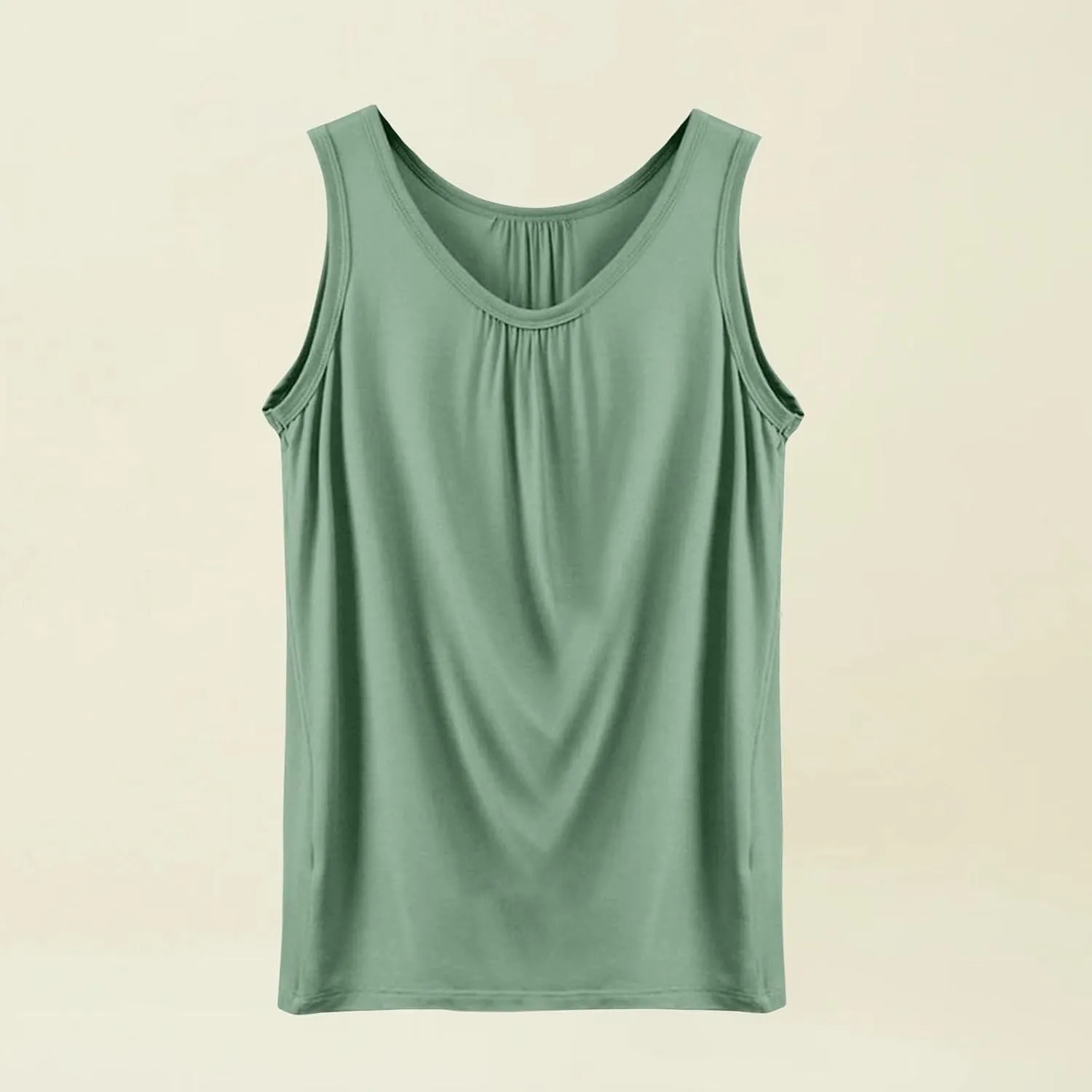 Women's Summer Tank Tops Loose Fit Pleated Scoop Neck Shirts Casual Sleeveless Tops for Beach Vacation