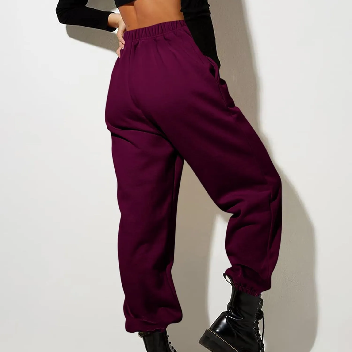 Womens Sweatpants Solid Casual Cute Drawstring Comfort Joggers High Waisted Running Comfy Pants Trousers