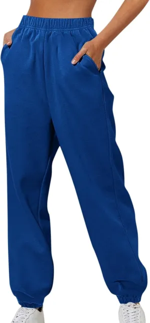 Womens Sweatpants Solid Casual Cute Drawstring Comfort Joggers High Waisted Running Comfy Pants Trousers