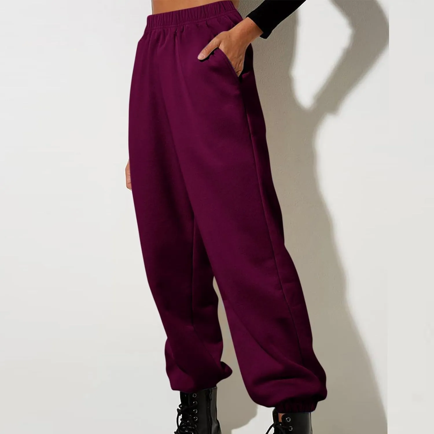Womens Sweatpants Solid Casual Cute Drawstring Comfort Joggers High Waisted Running Comfy Pants Trousers