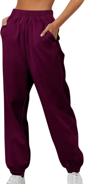 Womens Sweatpants Solid Casual Cute Drawstring Comfort Joggers High Waisted Running Comfy Pants Trousers