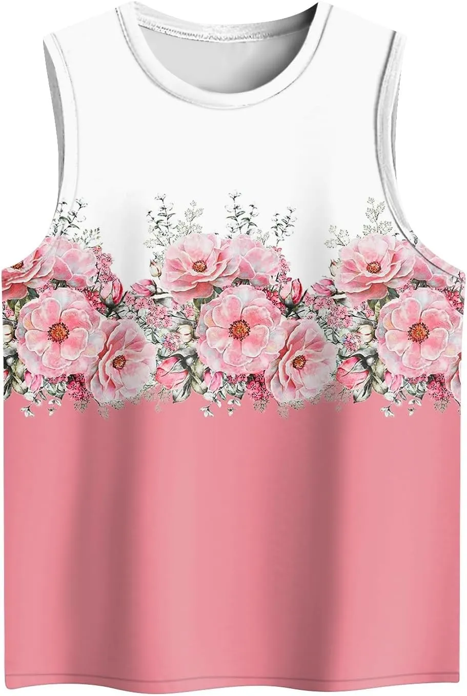 Womens Tank Tops Round Neck Printed Shirts 2025 Summer Casual Loose Fit Sleeveless Cute Basic Tanks Tee for Women
