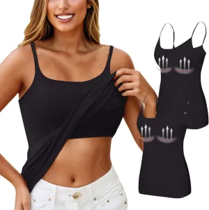 Womens Tank Tops with Built in Bra Going Out Tanks Summer Casual Oversized Soft Solid Layer Camis 2 Pack