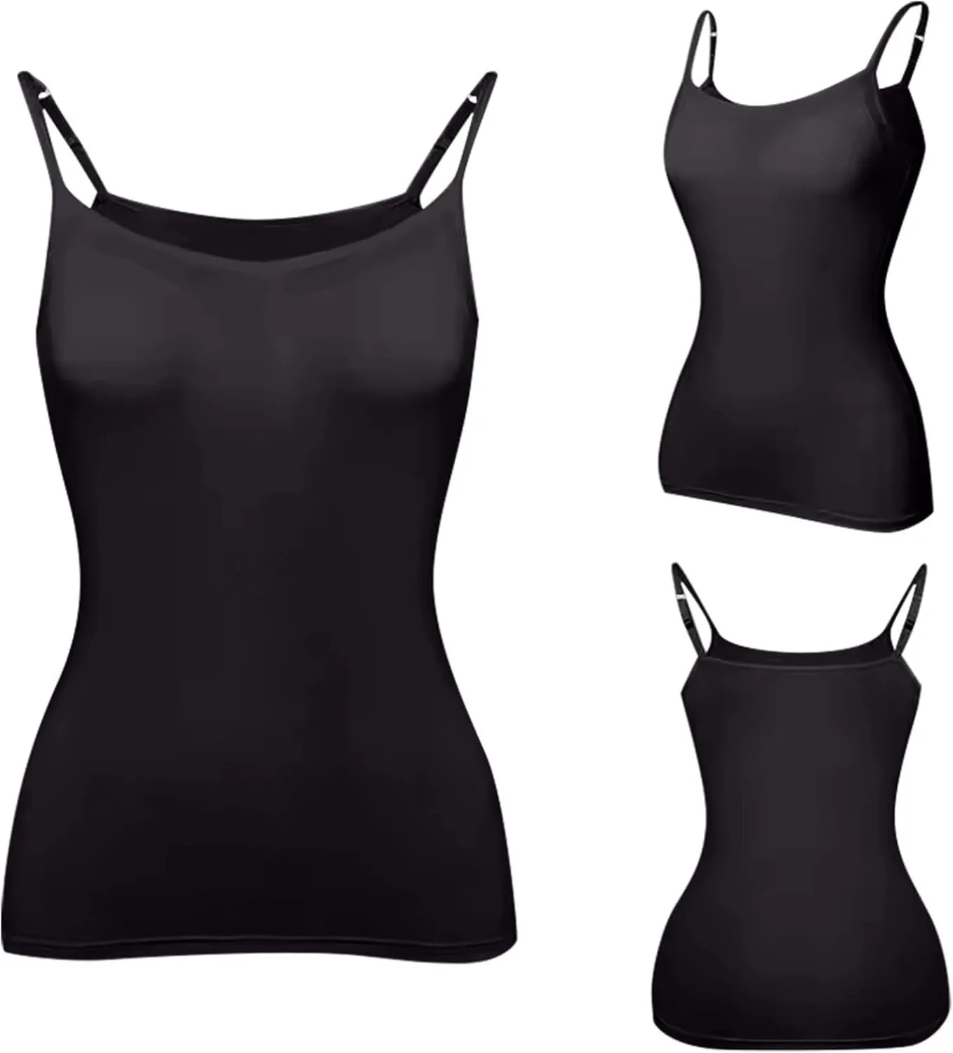 Womens Tank Tops with Built in Bra Going Out Tanks Summer Casual Oversized Soft Solid Layer Camis 2 Pack