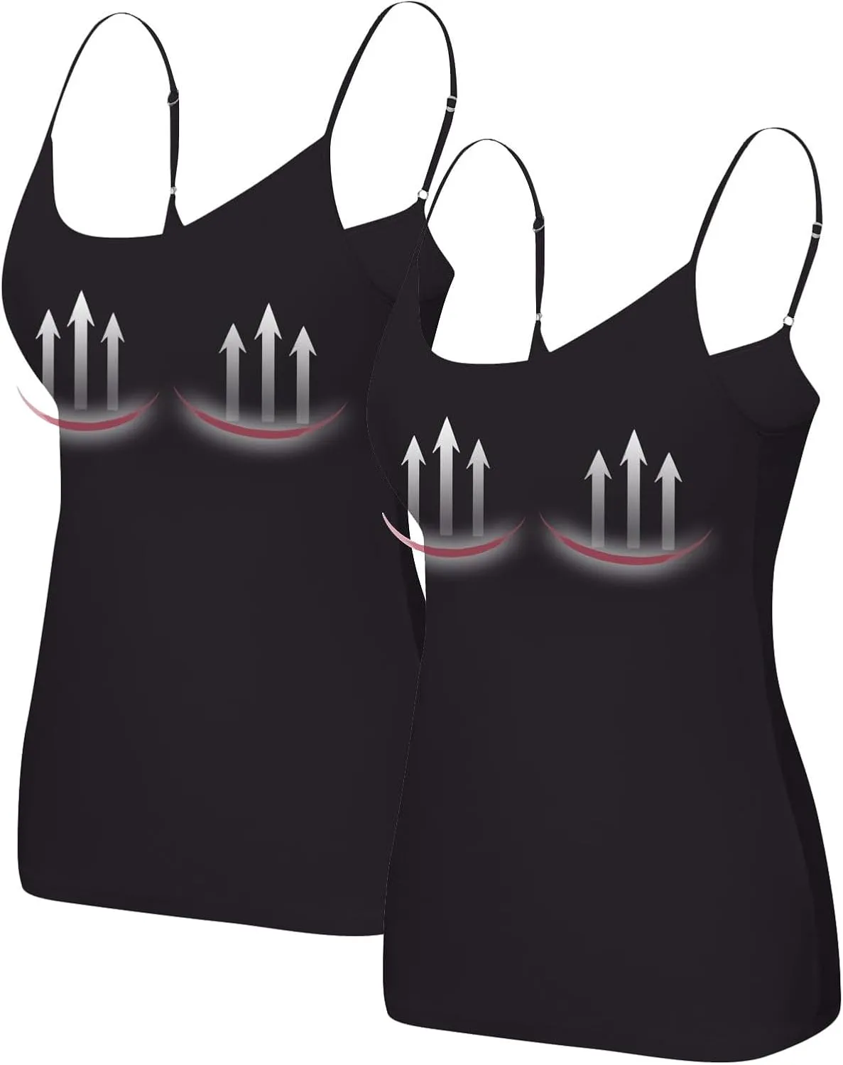 Womens Tank Tops with Built in Bra Going Out Tanks Summer Casual Oversized Soft Solid Layer Camis 2 Pack