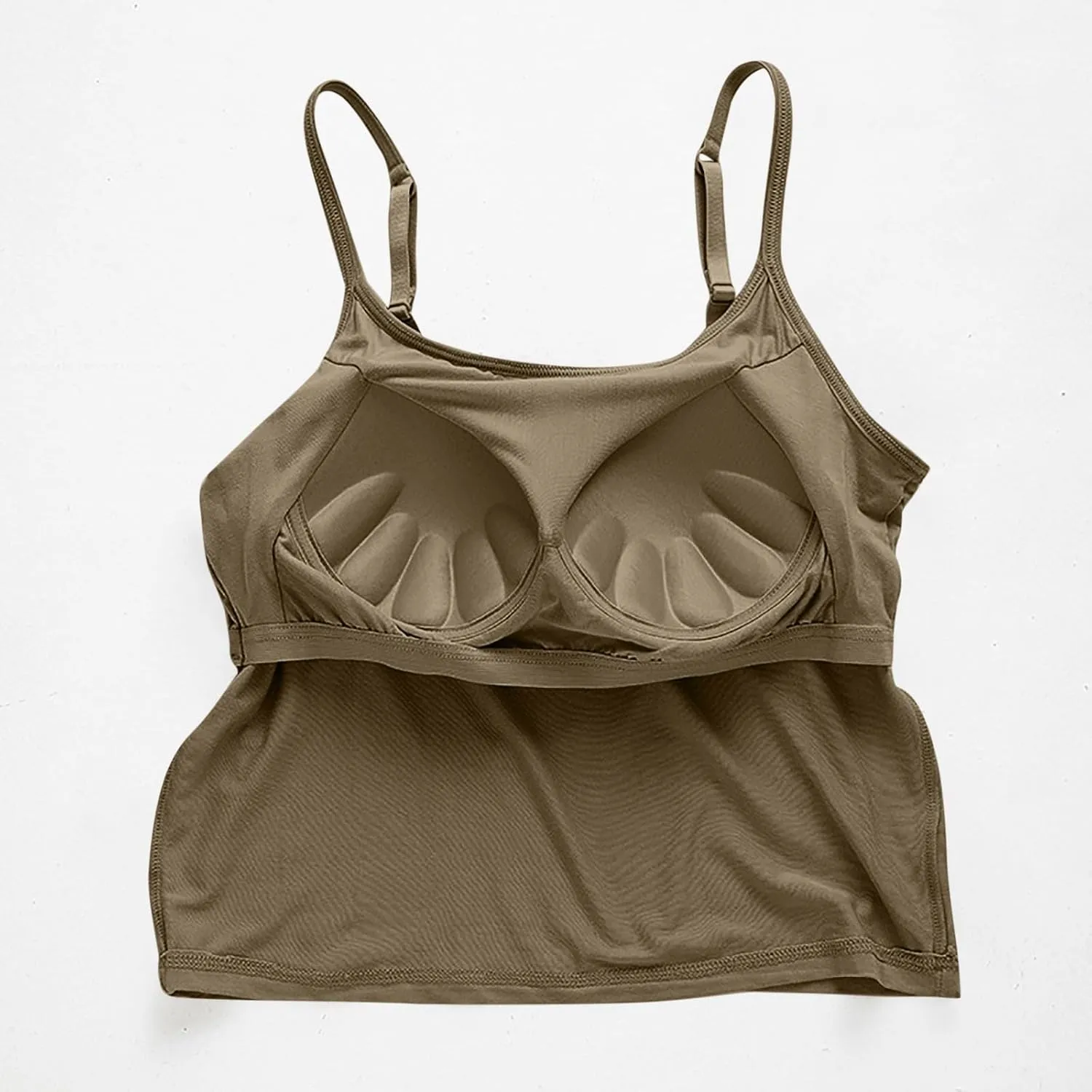 Women's Trendy Solid Color Cropped Tank Top with Built-in Padded Shelf Bra Comfy Versatile Undershirts Yoga Activewear