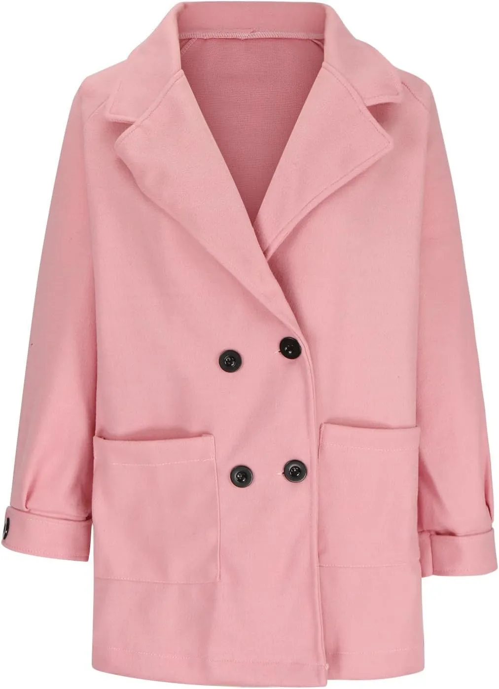 Womens Winter Coats Notch Lapel Wool Blend Mid Long Pea Coats Casual Single Breasted Overcoat Business Trench Coats