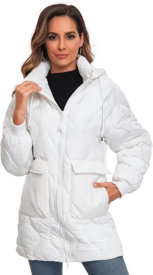 Women's Winter Thicken Puffer Coat Casual Quilted Jackets Warm Padded Down Alternative Hood Winter Outerwear 2025