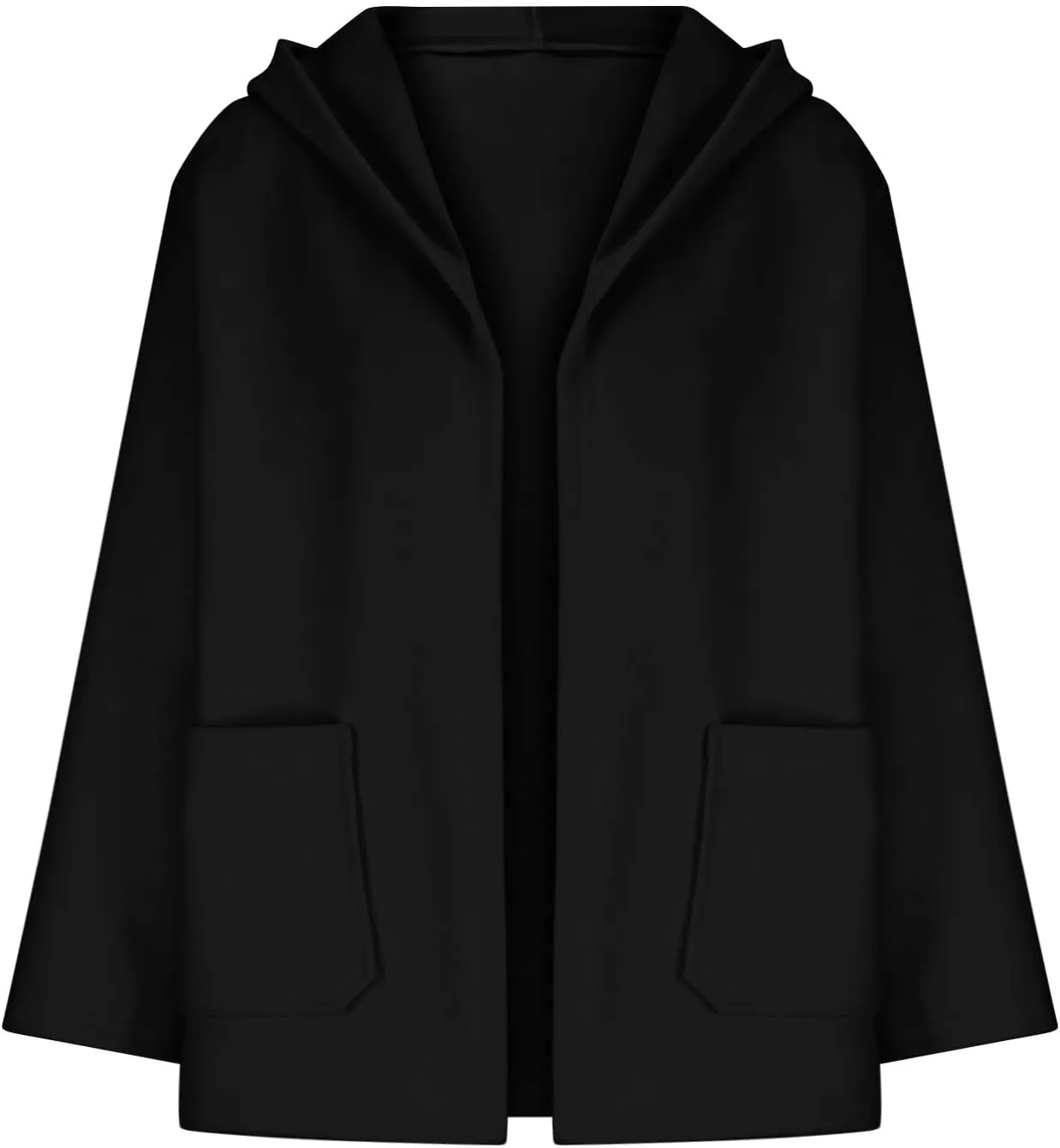 Womens Wool Blend Coats Warm Winter Coats Hooded Classic Casual Long Sleeve Open Front Cardigan Oversized Trench Coats