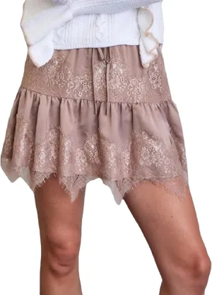 WZTYYDS Women Y2K Lace Mini Skirt Low Rise Ruffle Layered Pleated Flowy Skirts