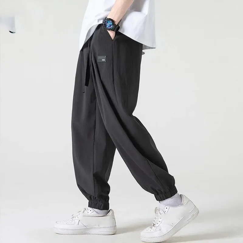 Xingfenly Streetwear Pants Summer Sports Joggers Casual Loose Straight Sweatpants Waffle Wide-Leg Jogging Trousers