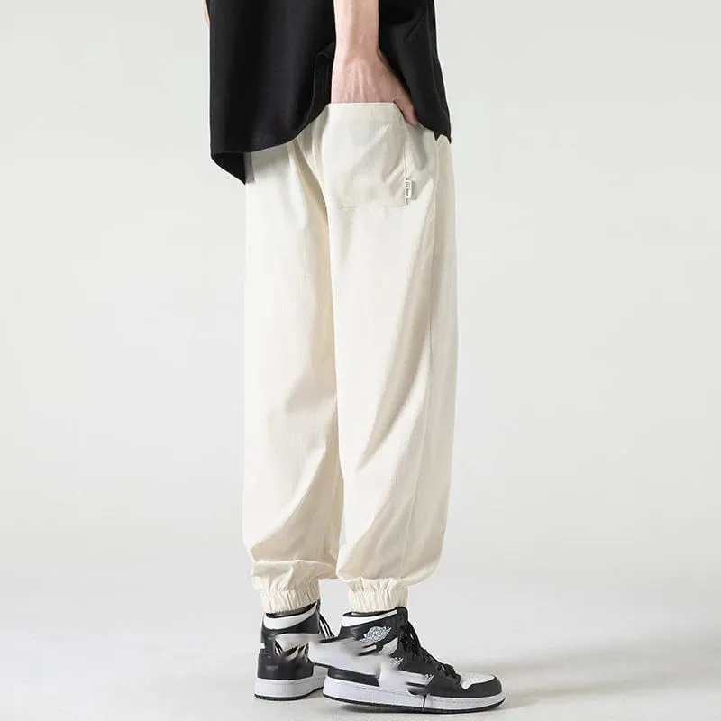 Xingfenly Streetwear Pants Summer Sports Joggers Casual Loose Straight Sweatpants Waffle Wide-Leg Jogging Trousers