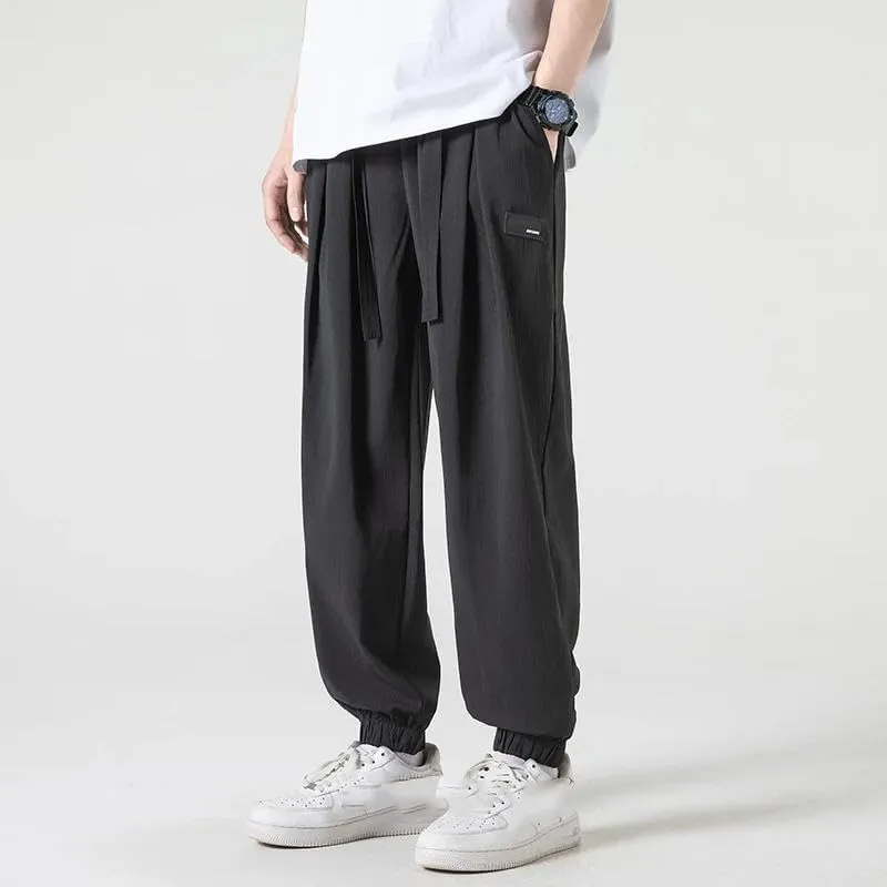 Xingfenly Streetwear Pants Summer Sports Joggers Casual Loose Straight Sweatpants Waffle Wide-Leg Jogging Trousers