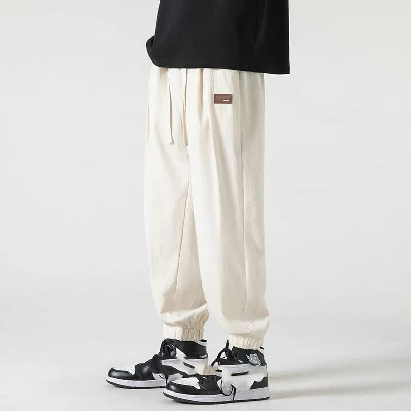 Xingfenly Streetwear Pants Summer Sports Joggers Casual Loose Straight Sweatpants Waffle Wide-Leg Jogging Trousers