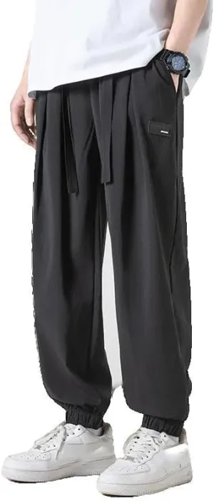 Xingfenly Streetwear Pants Summer Sports Joggers Casual Loose Straight Sweatpants Waffle Wide-Leg Jogging Trousers