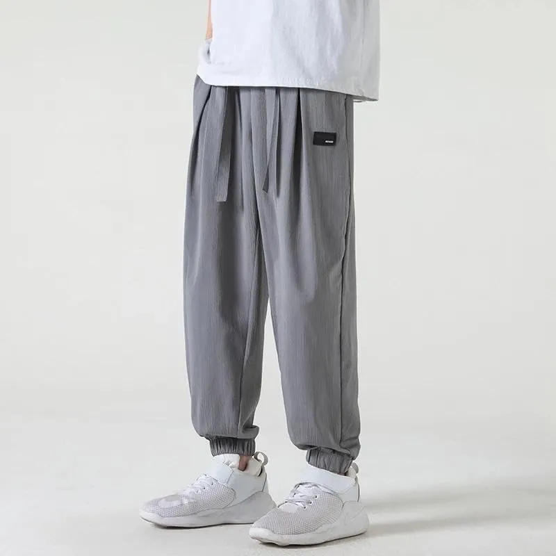 Xingfenly Streetwear Pants Summer Sports Joggers Casual Loose Straight Sweatpants Waffle Wide-Leg Jogging Trousers