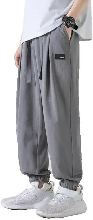 Xingfenly Streetwear Pants Summer Sports Joggers Casual Loose Straight Sweatpants Waffle Wide-Leg Jogging Trousers