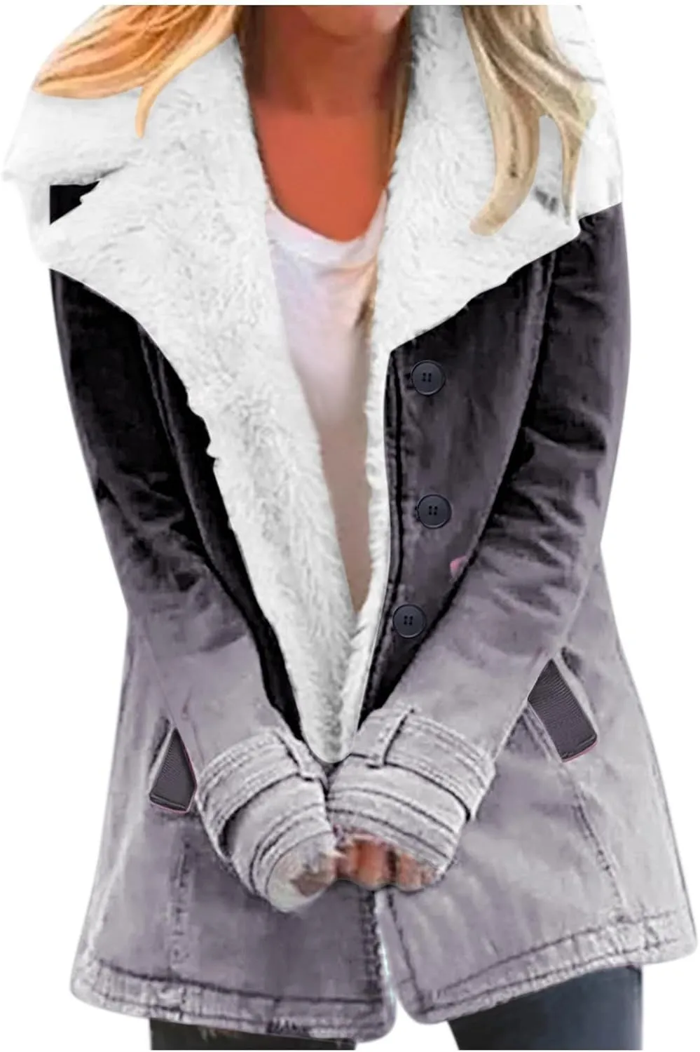 XUETON Women's Casual Zip Up Anork Jackets Sherpa Fleece Lined Parka Warm Heavyweight Faux Fur Hooded Anorak Utility Hiking Ski