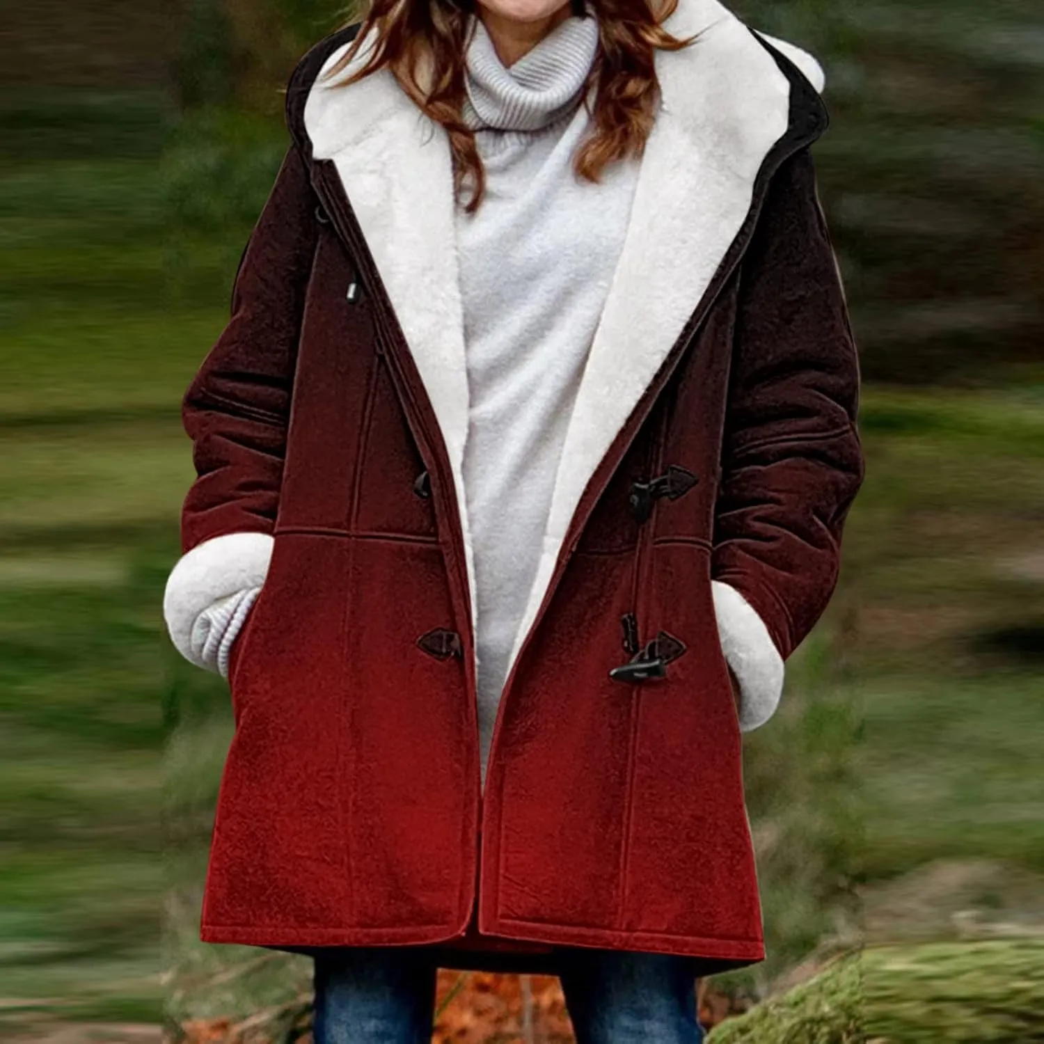 XUETON Women's Warm Winter Coat Full Zip Thick Fleece Lined Plush Hooded Jackets Utility Anorak Safari Coat