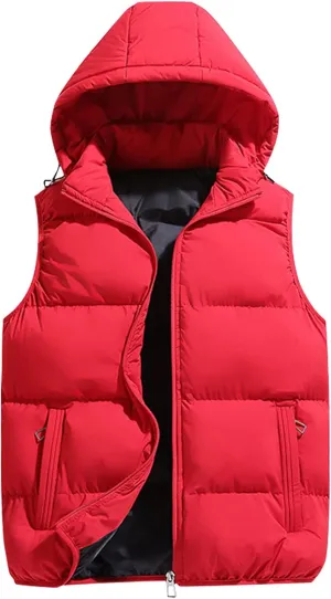 Ymosrh Mens Casual Winter Vest Lightweight Water Resistant Quilted Hooded Puffer Vest Jacket Fall Coat with Hood, S-2XL