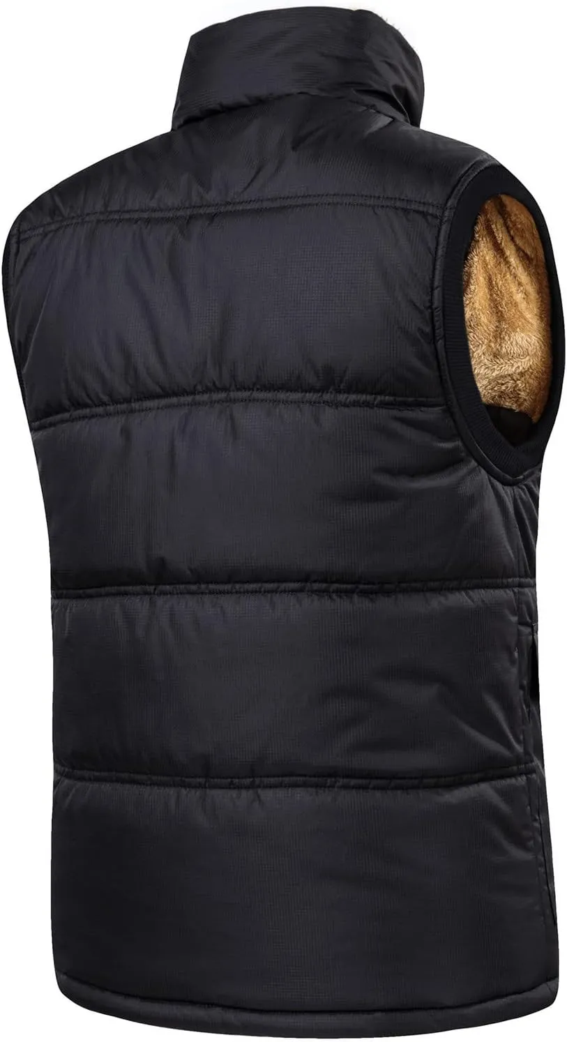 Ymosrh Men's Puffer Vest Outerwear Casual Winter Vest Fleece Lined Jacket for Vest, M-7XL
