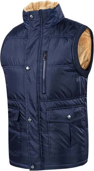 Ymosrh Men's Puffer Vest Outerwear Casual Winter Vest Fleece Lined Jacket for Vest, M-7XL