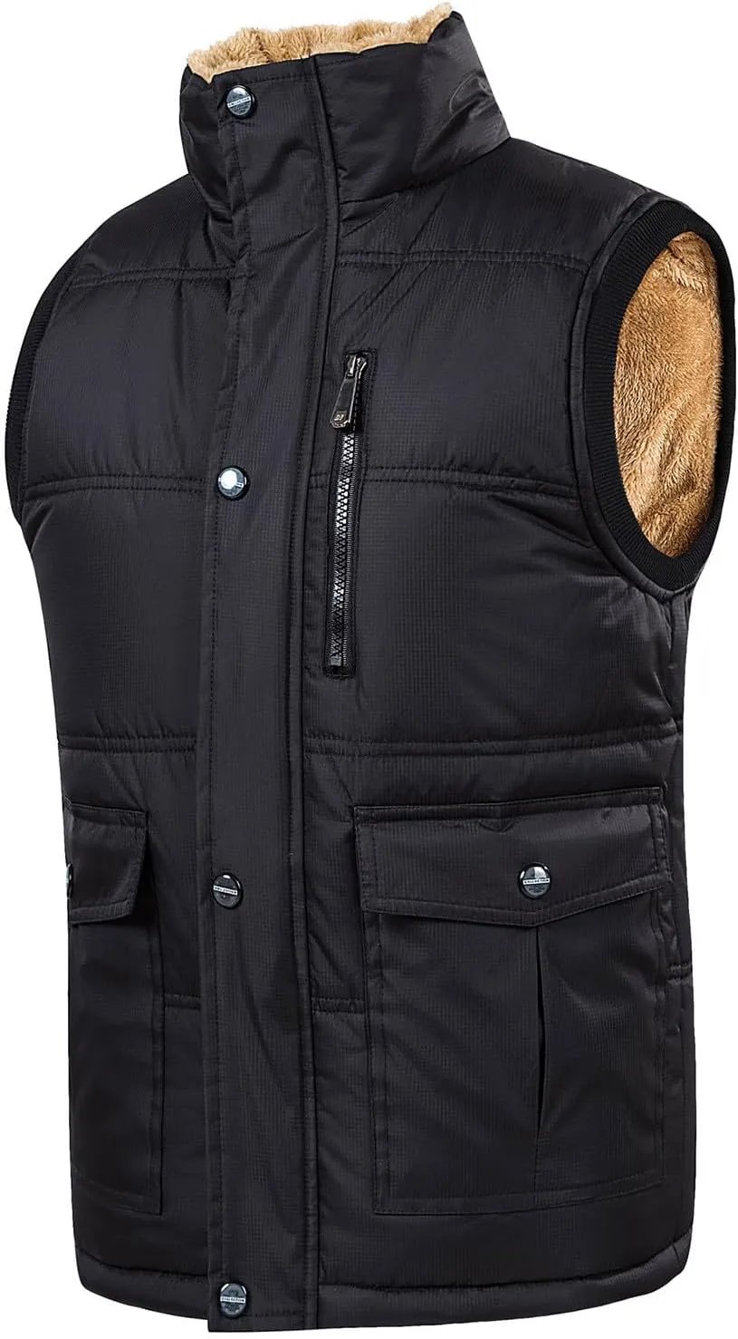Ymosrh Men's Puffer Vest Outerwear Casual Winter Vest Fleece Lined Jacket for Vest, M-7XL