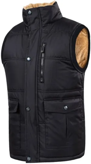 Ymosrh Men's Puffer Vest Outerwear Casual Winter Vest Fleece Lined Jacket for Vest, M-7XL