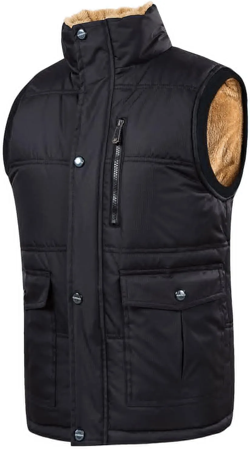 Ymosrh Men's Puffer Vest Outerwear Casual Winter Vest Fleece Lined Jacket for Vest, M-7XL