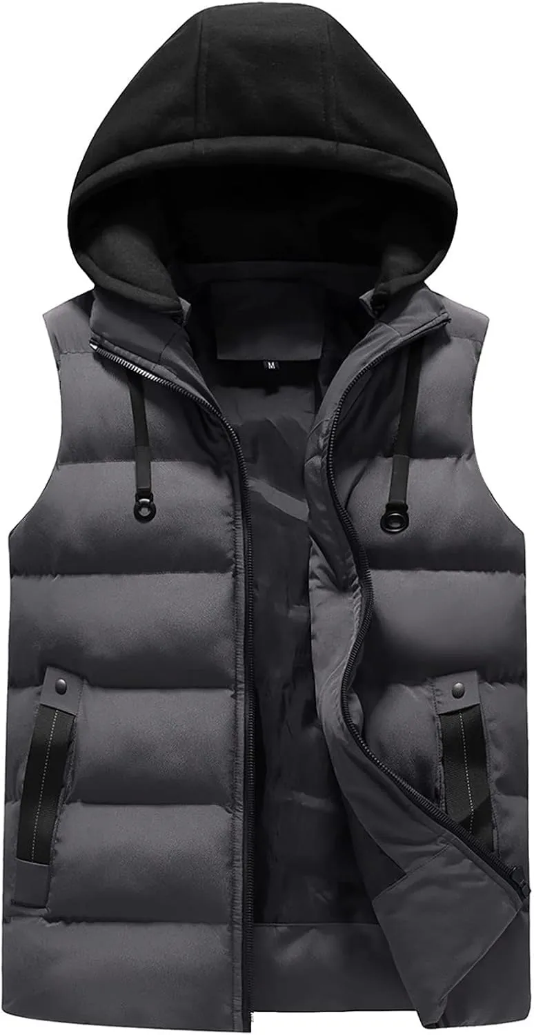 Ymosrh Men's Vest Jacket Light Winter Jacket Warm Outdoor Sleeveless Lightweight Water Resistant Vests With Hood, XS-2XL